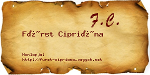 Fürst Cipriána névjegykártya
